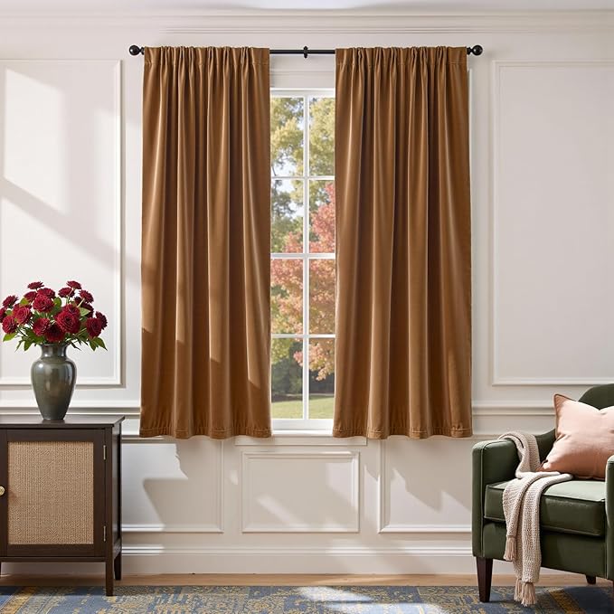 Lazzzy Velvet Blackout Curtains Thermal Insulated Room Window Drapes Super Soft by Lazzzy
