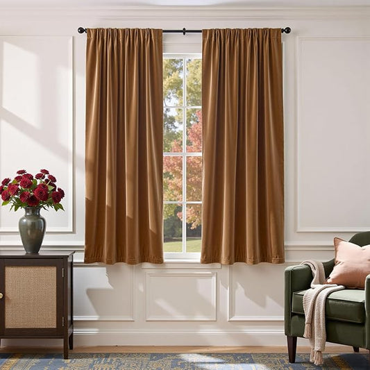 Lazzzy Velvet Blackout Curtains Thermal Insulated Room Window Drapes Super Soft by Lazzzy