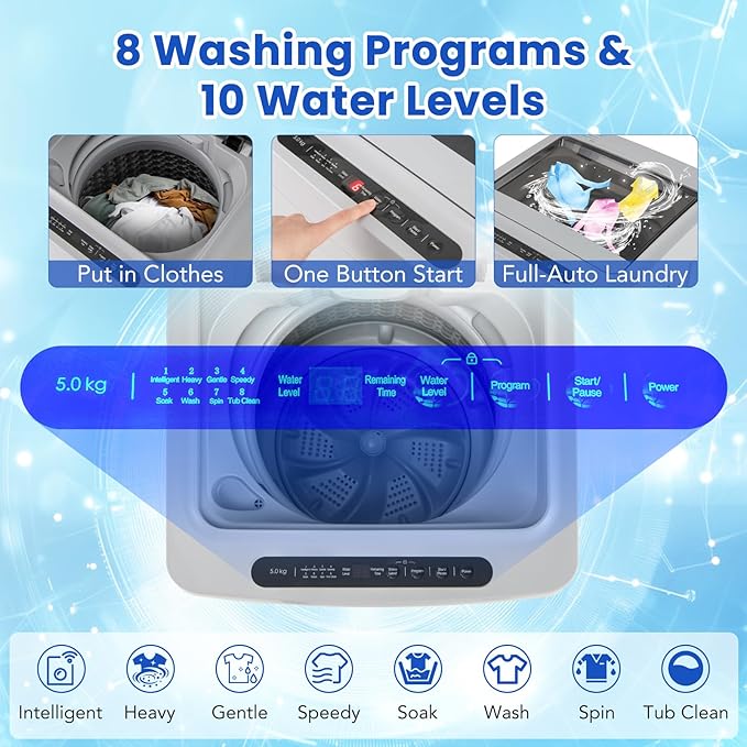 COSTWAY Portable Washing Machine, 11 LBS Full Automatic Portable Washer - Image 3