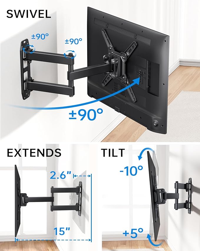 Full Motion Articulating Swivel TV Monitor Wall Mount Bracket - Image 3