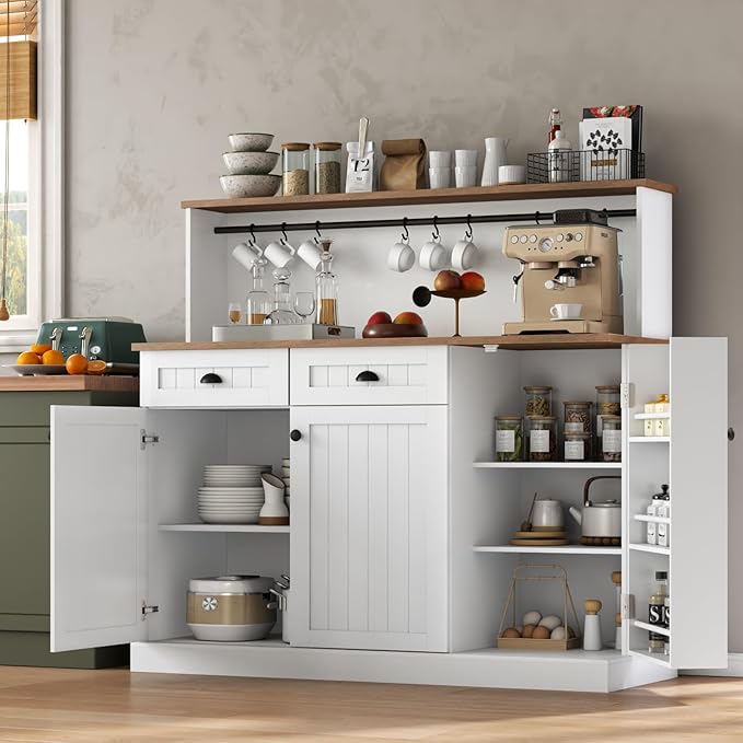 Sideboard Buffet Cabinet with 2 Drawers, Farmhouse Kitchen Pantry with by Gyfimoie