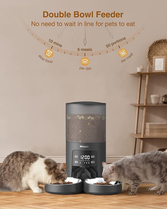 Automatic Cat Feeders for 2 Cats - 6L Food Dispenser - Image 2