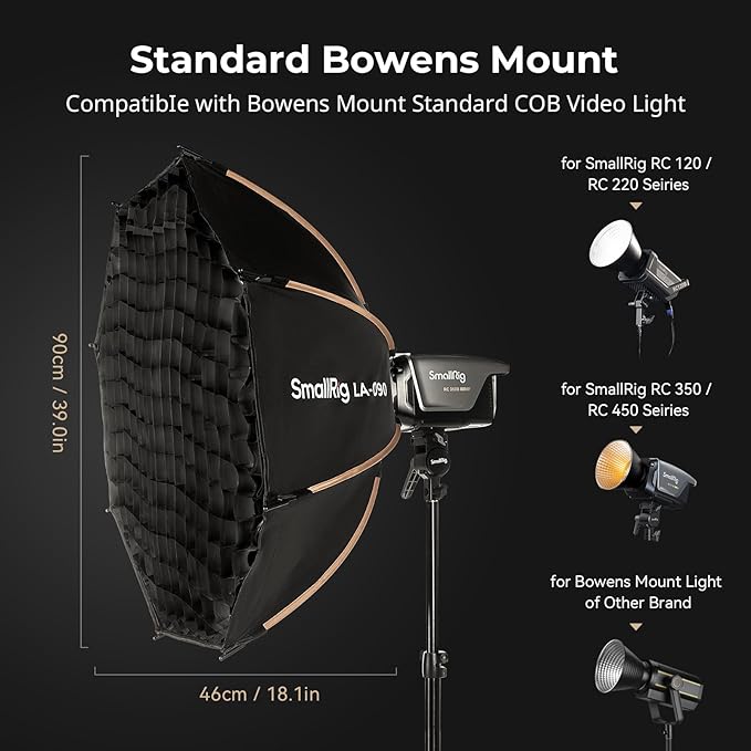 SmallRig 35"/90cm Softbox LA-O90 Quick Release Octagon Soft Box - Image 3