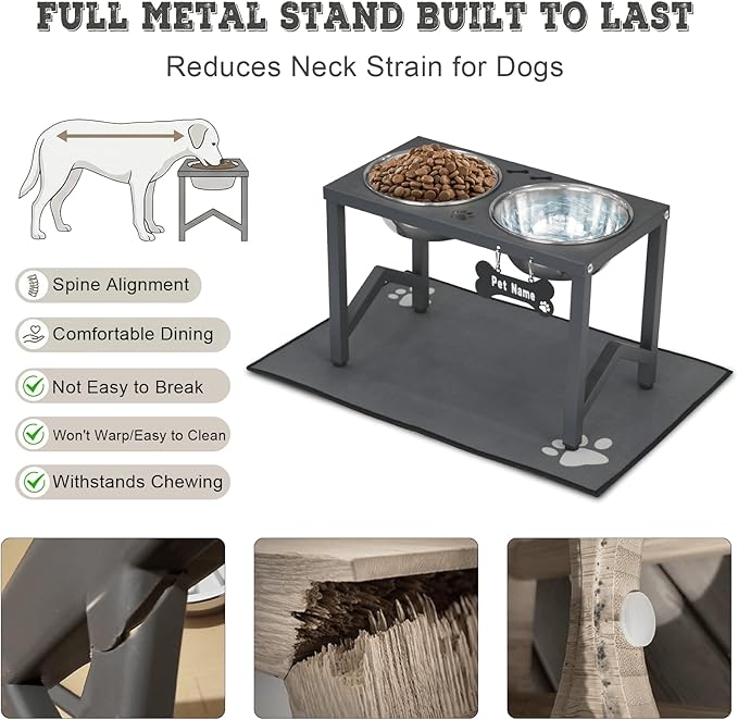 Elevated Dog Bowl Stand, 11.8 Inch Tall Raised Feeder - Image 4