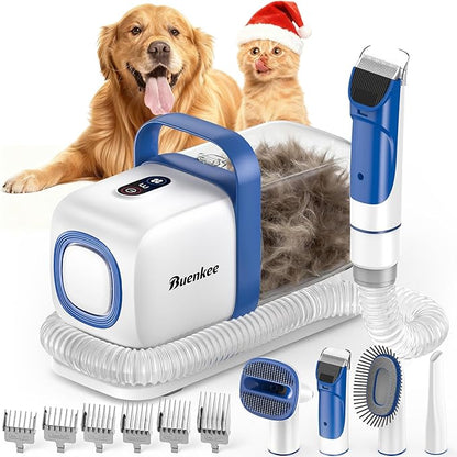 Dog Grooming Kit with Vacuum, 15000Pa Pet Hair Clipper and Shedding Brush by Buenkee