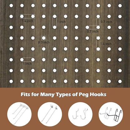 ECOMEX 6 Panel Room Divider, 5.6Ft Pegboard Display Wooden Room Divider Folding - Image 4