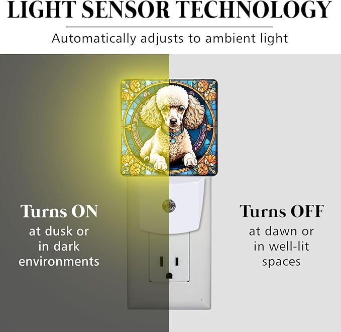 PODMemory Poodle Stained Glass Night Lights Plug into Wall - Image 3