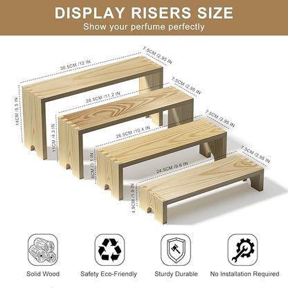 2 Set Large Wooden Tiered Riser Display Stands - Image 8