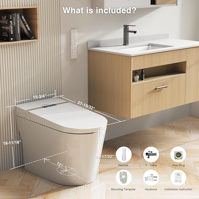 Smart Toilet with Heated Seat & Auto Flush, One Piece Tankless Elongated Bidet - Image 6