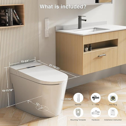 Smart Toilet with Heated Seat & Auto Flush, One Piece Tankless Elongated Bidet - Image 6