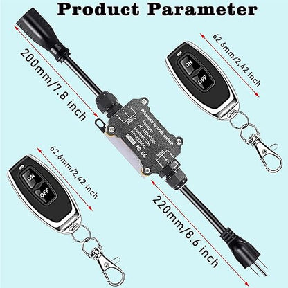 AC110V Remote Control Power Switch, Waterproof Wireless Light Switch, 165 Feet - Image 7