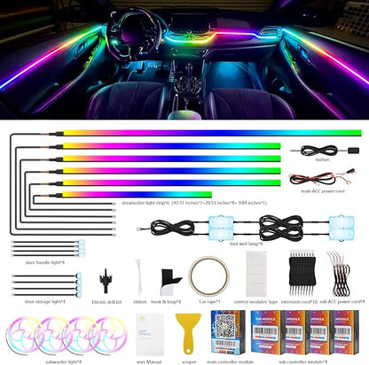2026 Upgraded Car Ambient Lighting Kits Dreamcolor Acrylic Interior Car LED - Image 2