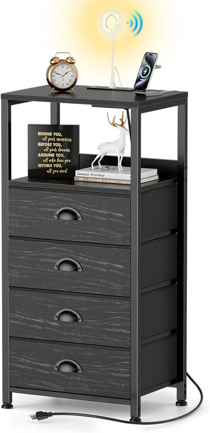 Nightstand with Charging Station & Voice Control Night Light, Night Stand with by RVHOME