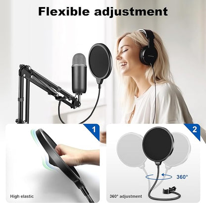 Aokeo Professional Microphone Pop Filter Mask Shield - Image 5