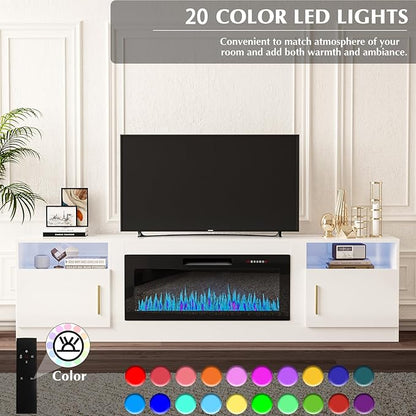 VITESSE TV Stand with 36" inch Electric Fireplace Up to 90" TVs, LED Light - Image 7