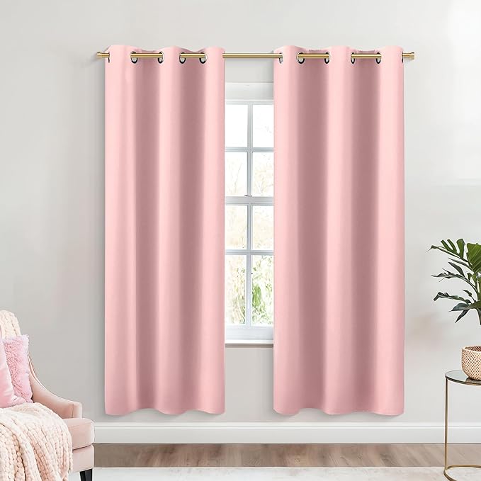 KOUFALL Blush Pink Curtains 2 Panels 63 Inch Length by KOUFALL
