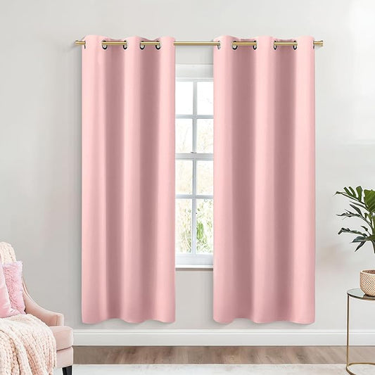 KOUFALL Blush Pink Curtains 2 Panels 63 Inch Length by KOUFALL