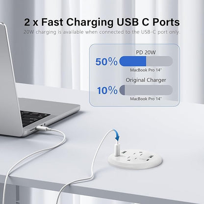 Desktop Power Grommet 3-inch Hole, 40W Total Fast Charging Station, 2 PD 20W - Image 4