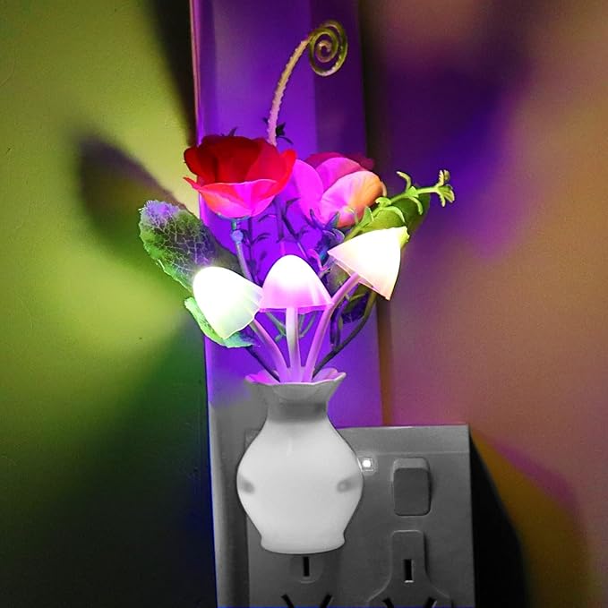 AUSAYE 3Pack Sensor Night Light Plug in Rose Flower Light, Energy Saving Lamp - Image 5