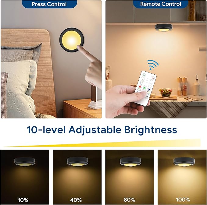 Yiliaw 12 Pack LED Puck Lights Remote Control 16 Color Changeable Under Cabinet - Image 3