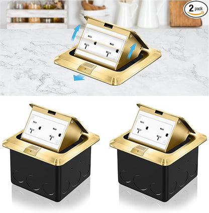Vagueior Pop Up Floor Electrical Outlet Stainless Steel Box Kit, 20A TR by Vagueior