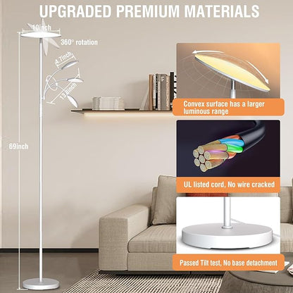 marctronic White Floor Lamps for Living Room, 44W/4500LM Super Bright 2 in 1 - Image 7
