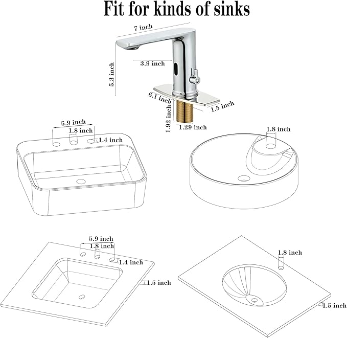 Quick Install Sink Chrome Motion Sensor Faucet.Touchless Mixer - Image 5