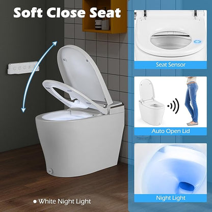 Giantex Smart Toilet with Bidet Built In, Night Light, Auto Open/Close - Image 6