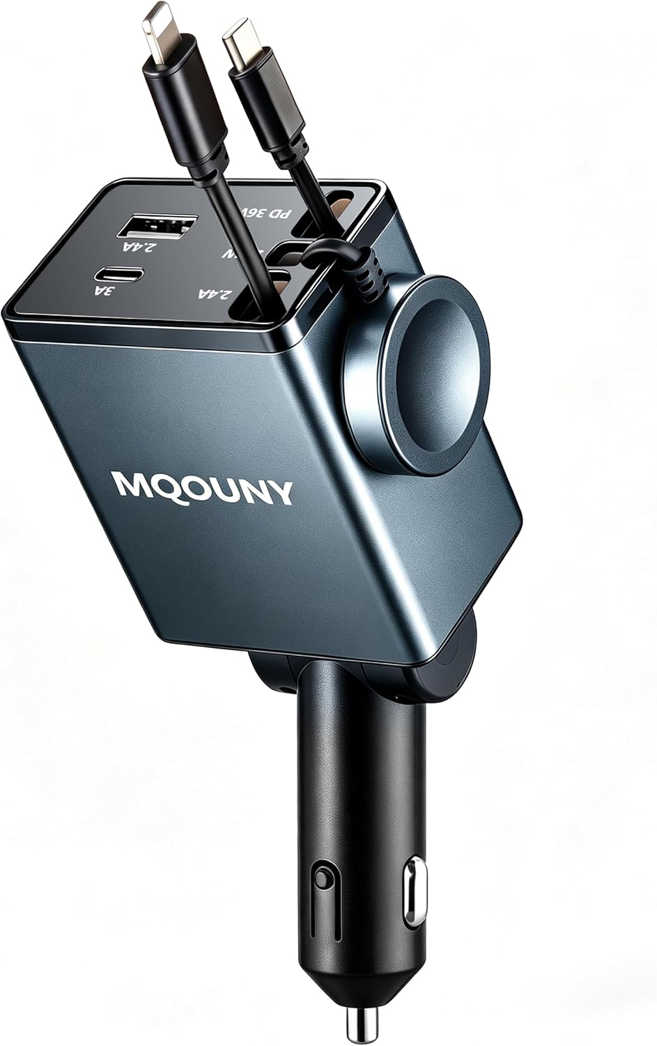 MQOUNY Retractable Car Charger, 87W USB C Fast Charge