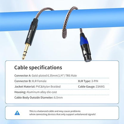 Smithok 2Pack 1/4" to XLR Cable, Heavy Duty Nylon Braided, Balanced 1/4" TRS to - Image 7