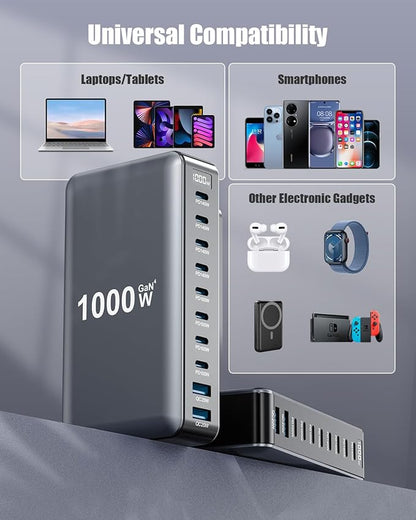1000W USB C Charger Block, 10-Port USB C Charging Station GaN IV Travel - Image 4