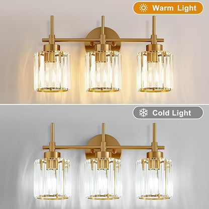 EJIAXIN Bathroom Lighting Fixtures, 3 Light Gold Bathroom Light Fixtures - Image 3
