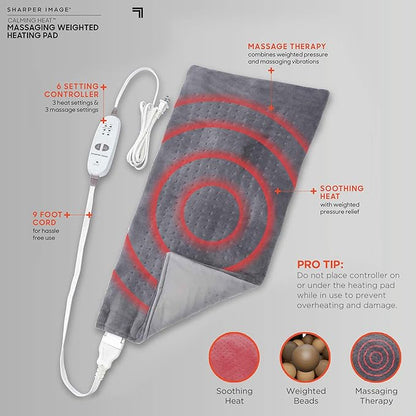 Calming Heat Massaging Vibrations Weighted Heating Pad by Sharper Image | Auto - Image 5