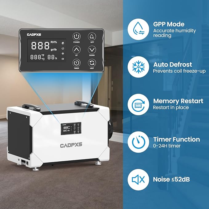 CADPXS Crawlspace Dehumidifier, 145 Pints Commercial-Grade Dehumidifier - Image 2