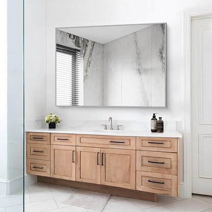 Silver Bathroom Mirror, Bathroom Rectangular Mirror Modern Wall Mirror - Image 7