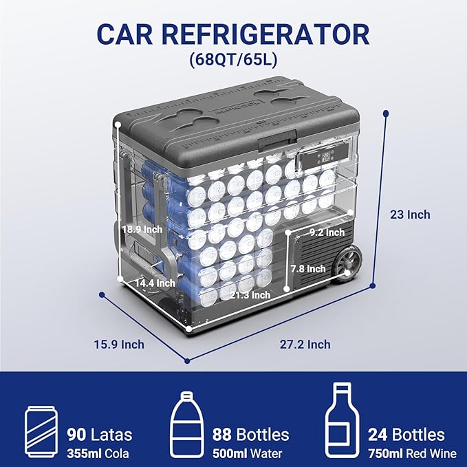 BODEGACOOLER 12 Volt Car Refrigerator, 68Quart Camping Fridge, RV Portable - Image 3
