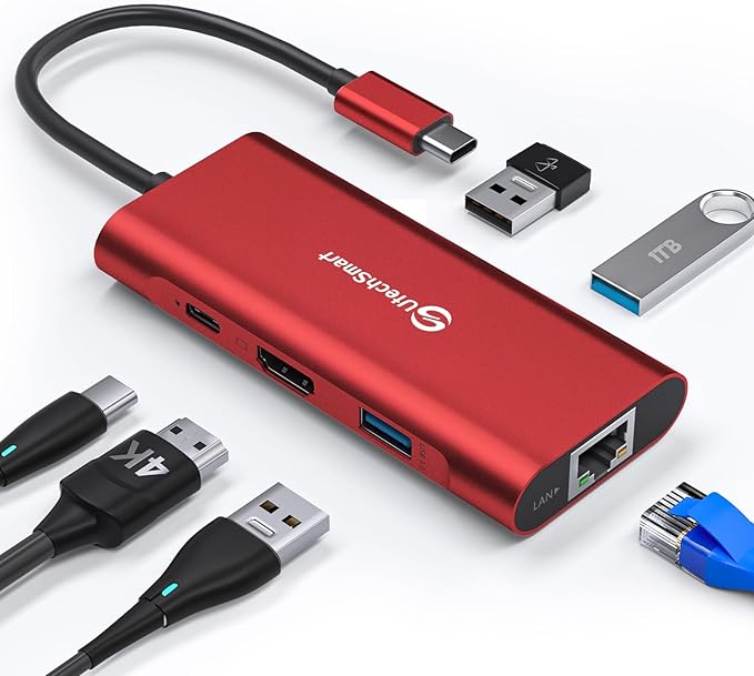 UtechSmart USB C Hub, Ethernet Multiport Adapter 6 in 1 USB C to HDMI Dock by UtechSmart