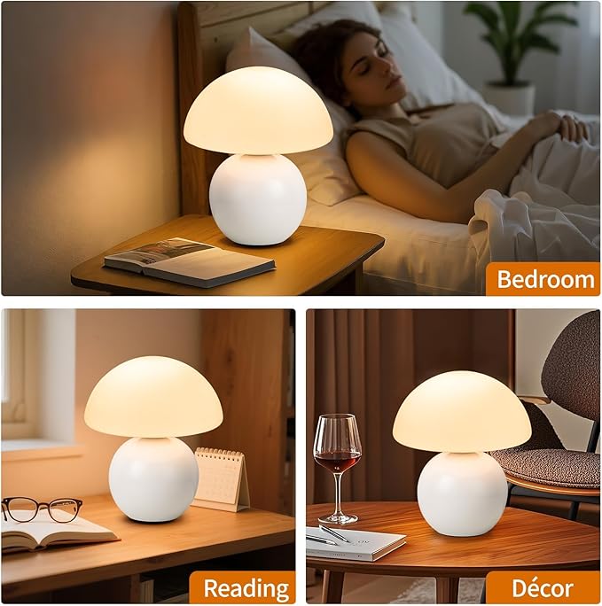 Mushroom Table Lamp, Ceramic Base - Image 5