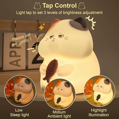 FAMIDUO Greedy Cat Night Light for Kids, 3 LevelsDimmable Cute Kitty Nursery - Image 4