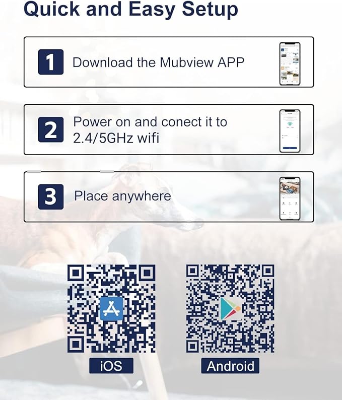 MUBVIEW Cameras for Home Security, 2.4/5GHz WiFi 2K Indoor Wired Se2.curity - Image 9