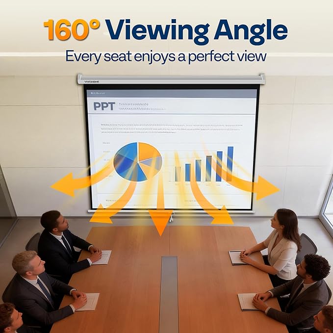 VIVOHOME 120 Inch 1:1 Pull Down Projector Screen, HD 4K Retractable Movie Screen - Image 7