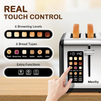 Mecity 2 Slice Touch Screen Toaster, 1.5" Wide Slot, Stainless Steel Smart - Image 2