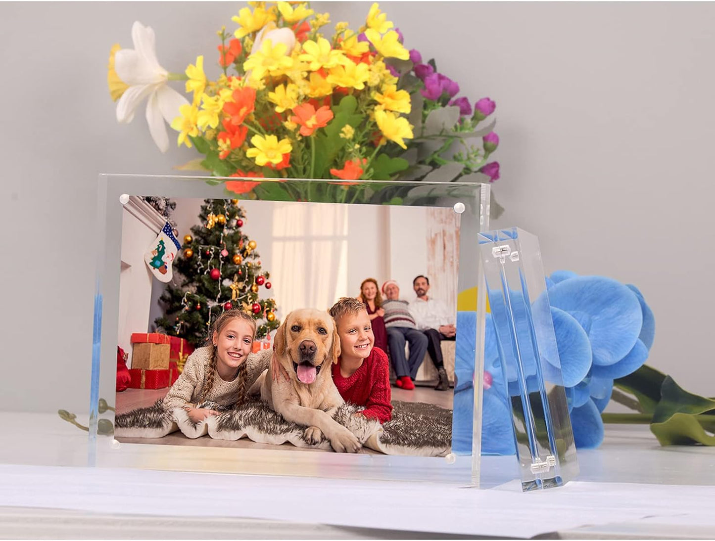 NIUBEE 5x7 Acrylic Picture Frame 3 Packs, Photo Frame 20% Thicker Block | Shatterproof &Safe, 95% High Transparency, UV protection, Double-sided display Magnetic Desktop Frames for Picture Display