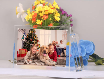 NIUBEE 5x7 Acrylic Picture Frame 3 Packs, Photo Frame 20% Thicker Block | Shatterproof &Safe, 95% High Transparency, UV protection, Double-sided display Magnetic Desktop Frames for Picture Display