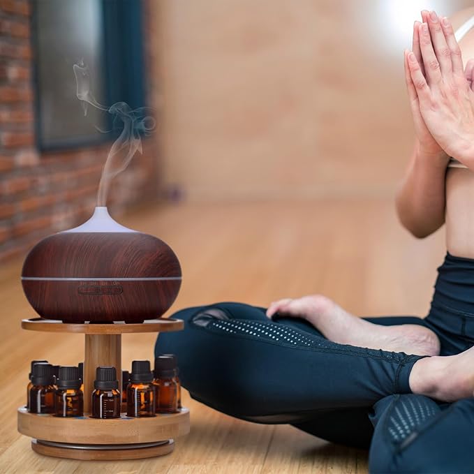 TJ.MOREE Bamboo Diffuser Holder Carousel- 2 Tier Height Increase Rack - Image 3