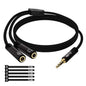 1/8inch Aux Headphone Splitter 2 Way Cable 1FT, 3.5mm 1 Male to 2 Female Mic by Kxable