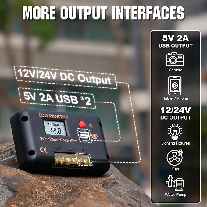ECO-WORTHY 30A Solar Charger Controller Bluetooth, Solar Panel Battery - Image 2