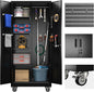 SUXXAN Broom Closet Storage Cabinet with13 Hooks and Hanging Rods, Laundry Room by SUXXANFurniture