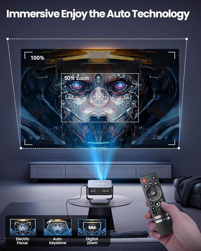 FUDONI Smart Projector with WiFi 6 and Bluetooth, 1080P Full HD Projector - Image 5