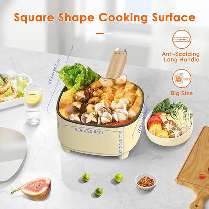 Audecook Hot Pot Electric 2L, Cermic Glaze Non-Stick Frying Pan 8 Inch - Image 5